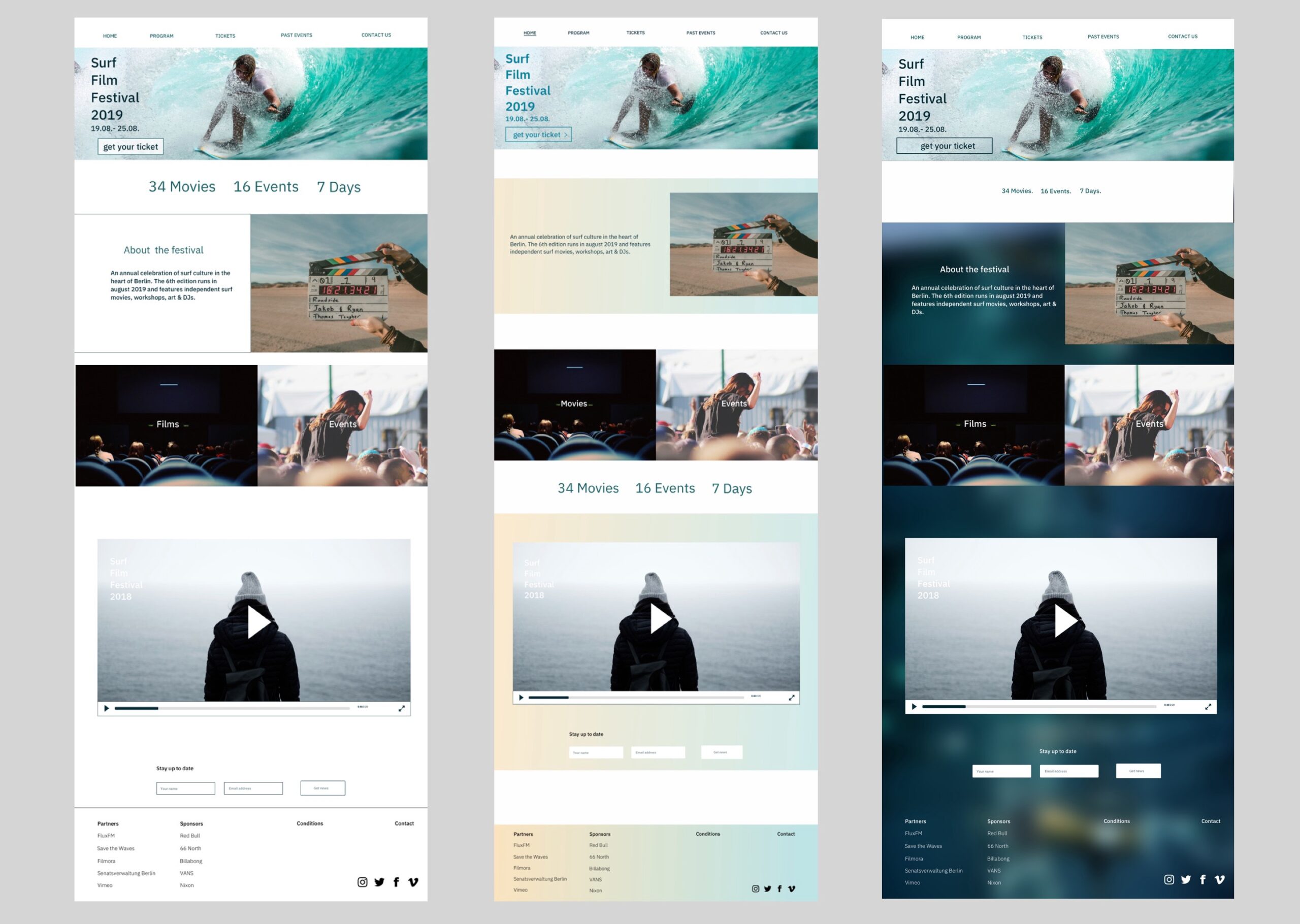 Three High-fidelity Sketches in Different Color Palettes